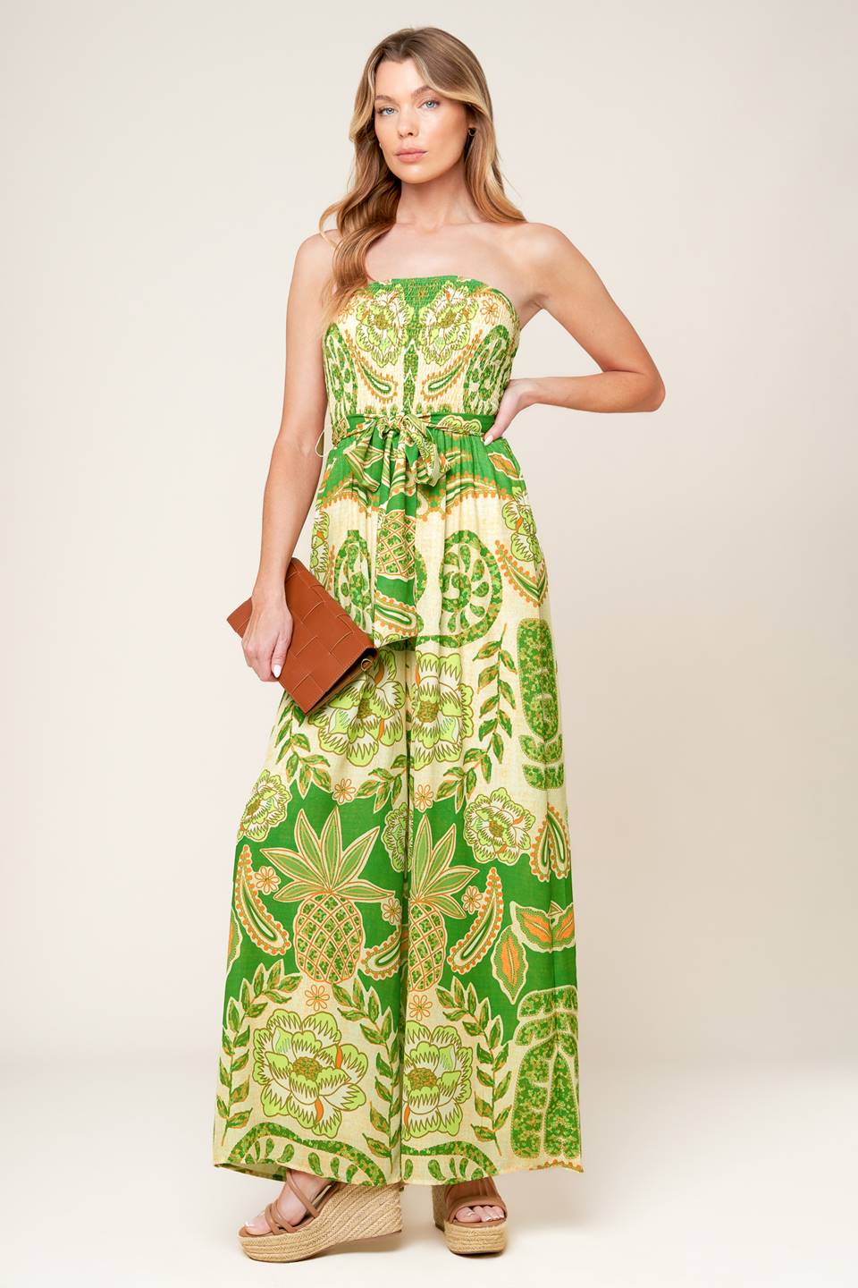 CAMERON MEADOW GREEN WOVEN JUMPSUIT Flying Tomato